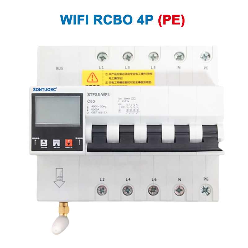 Cyfres WiFi STFS5-63 Aml-weithredol IoT INTelligent RCBO Cylchdaith Deallus